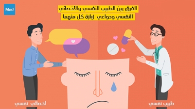 الفرق بين الطبيب النفسي و الاخصائي النفسي ودواعي زيارة كل منهما
